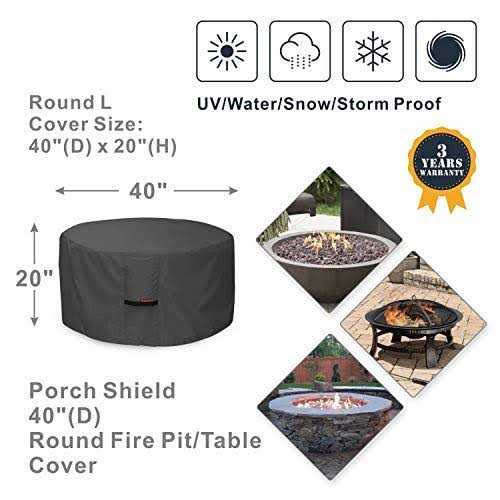 Porch Shield Fire Pit Cover Waterproof 600d Heavy Duty Round Patio Fire Bowl Cover