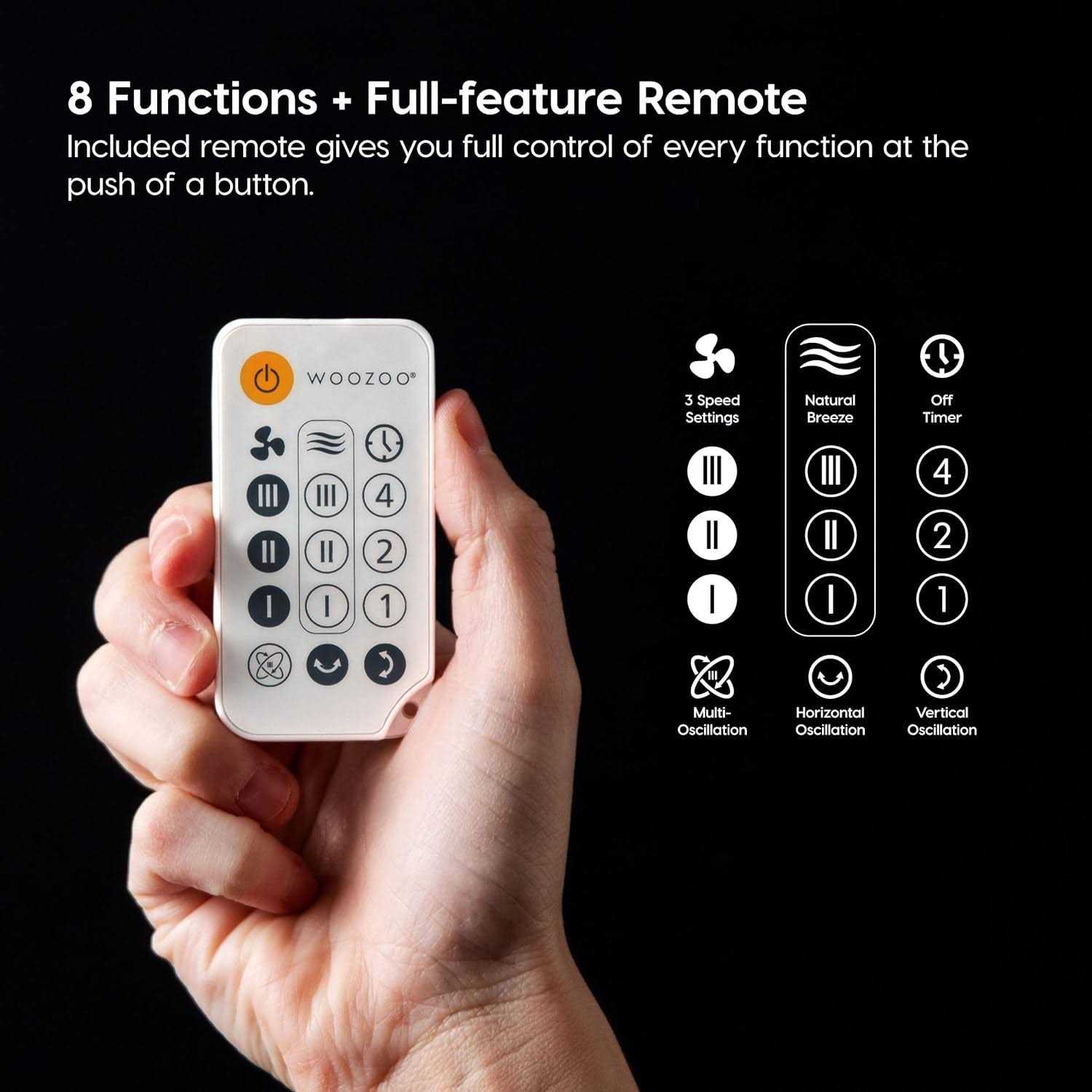 Woozoo Remote Controlled Personal Oscillating Fan