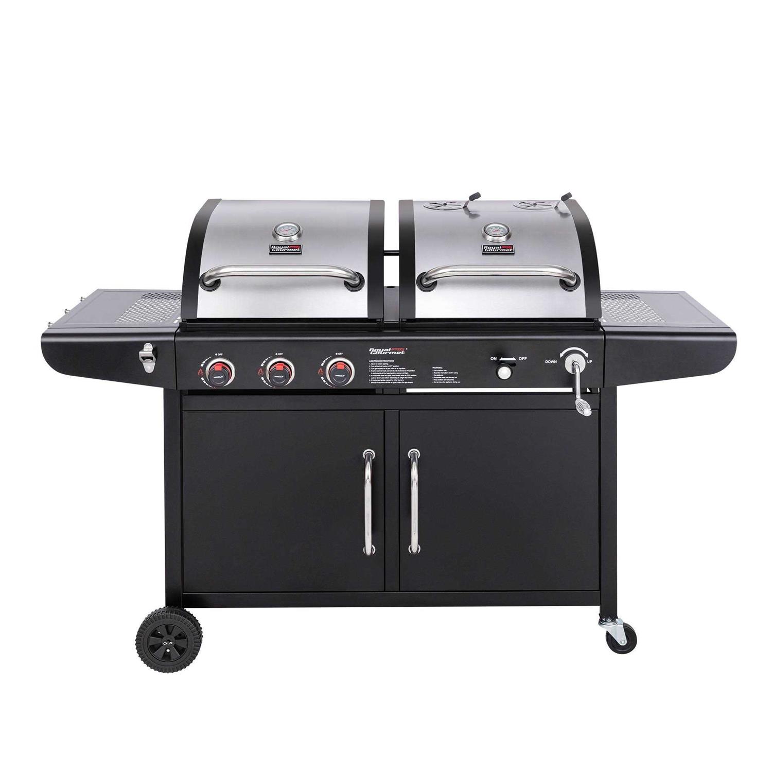 Royal Gourmet 3-Burner 25,500-BTU Dual Fuel Cabinet Gas and Charcoal Grill Combo ZH3002N