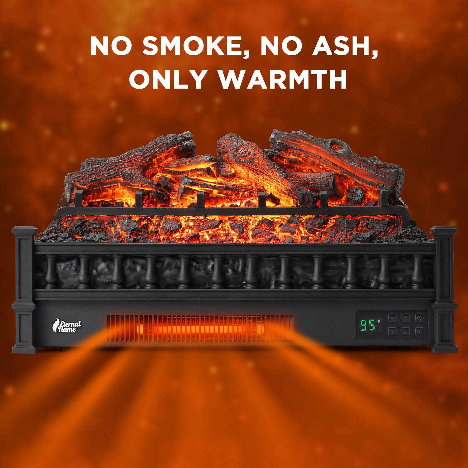 TURBRO Eternal Flame 26-Inch Infrared Quartz Electric Fireplace Log Heater