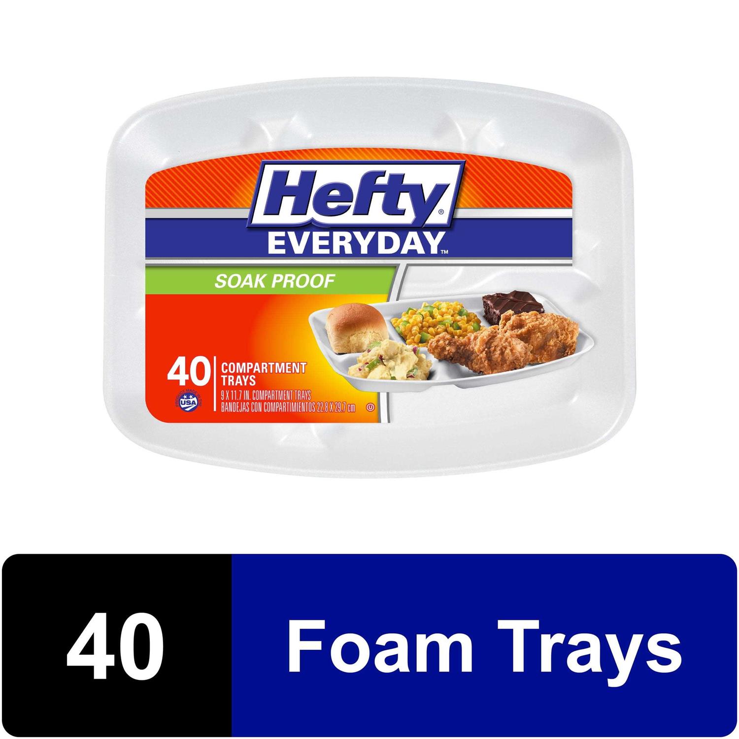 Hefty Everyday Soak-Proof Foam Compartment Tray