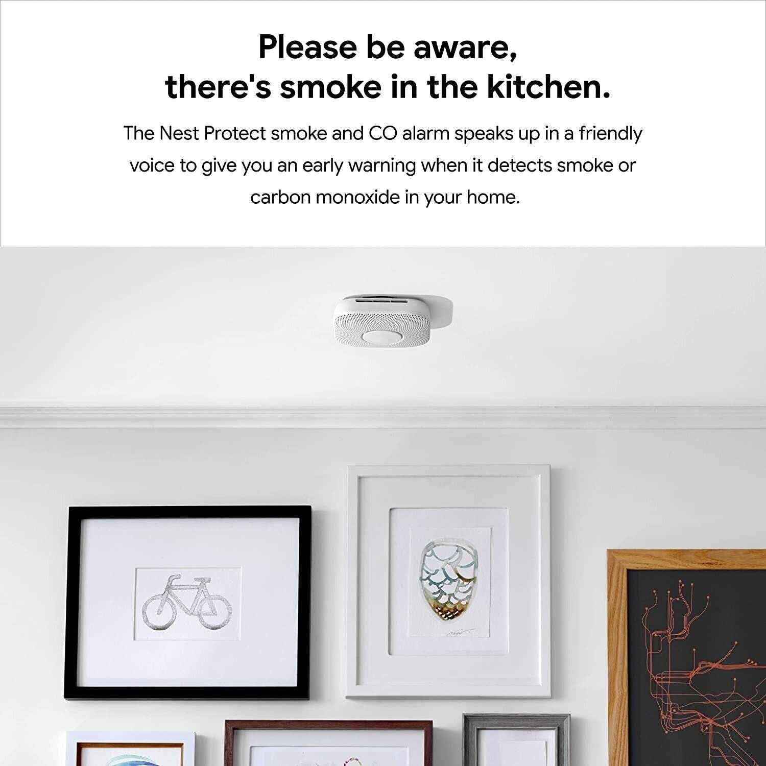 Nest Protect 2nd Gen S3000BWES Battery Smoke and Carbon Monoxide Alarm