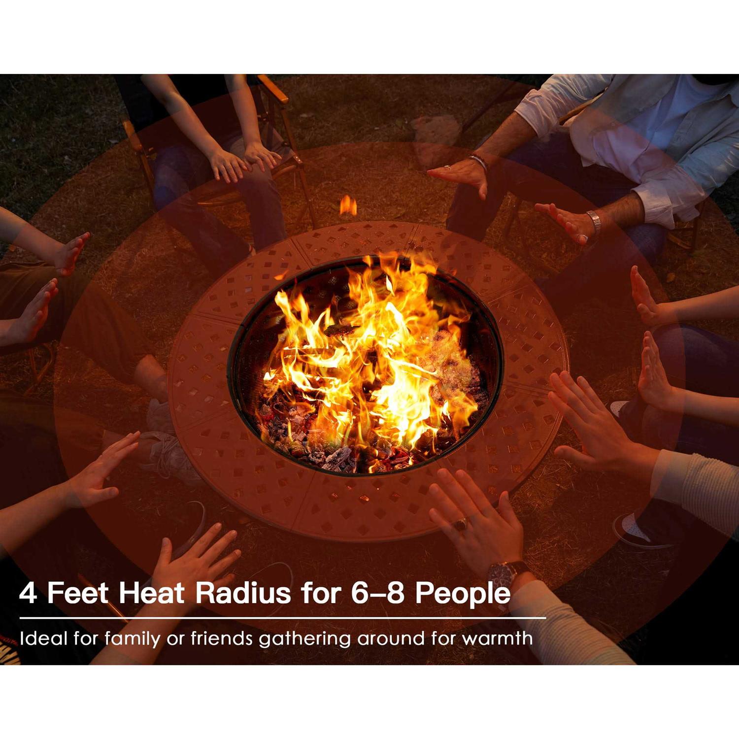 Papajet 36 inch Fire Pit with 2 Grill with Lid for Outside