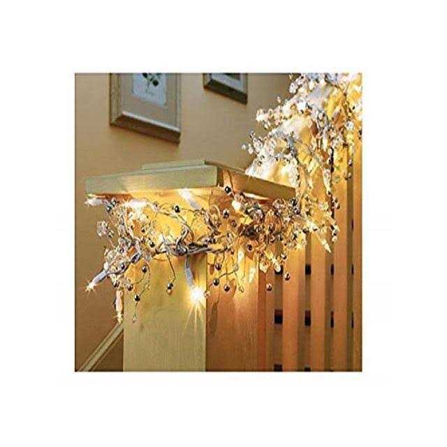 Ge 9 ft Glitter Gem Garland Christmas Holiday Decoration Lights with 100 Constant On Clear Bright Indoor Lights
