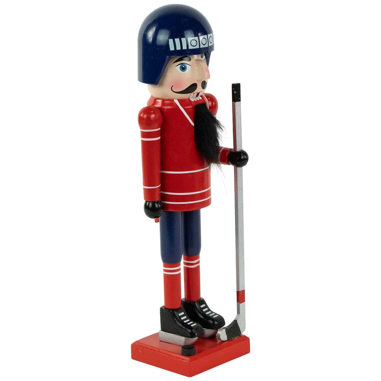 Northlight 14 Blue and Red Wooden Christmas Ice Hockey Player Nutcracker