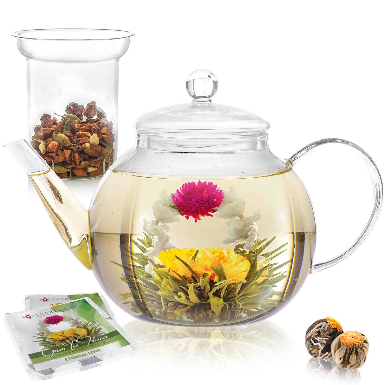 Teabloom Stovetop & Glass Teapot with Removable Loose Tea Glass Infuser