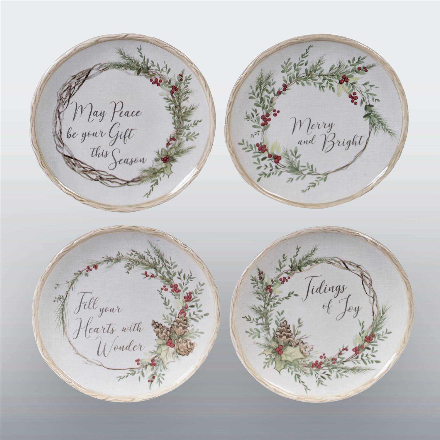 Certified International Holly and Ivy Set/4 Canape Plate