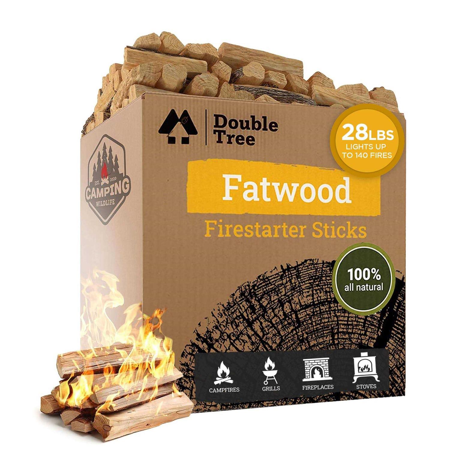 Double Tree Fatwood Fire Starter Sticks Premium Organic Resin Rich