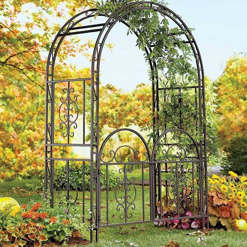 Plow Hearth Montebello 84 inch Iron Garden Arbor with Gate