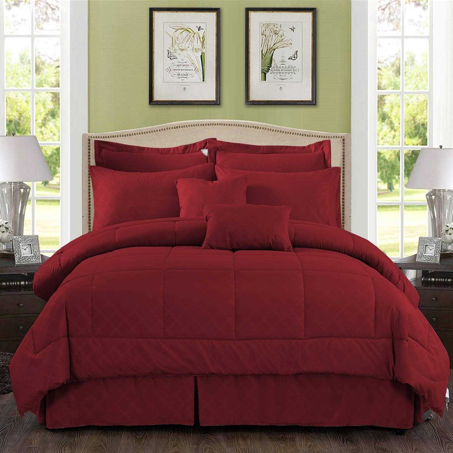 JML Luxurious 10 Piece Comforter Set Plaid Design Bed in A Bag
