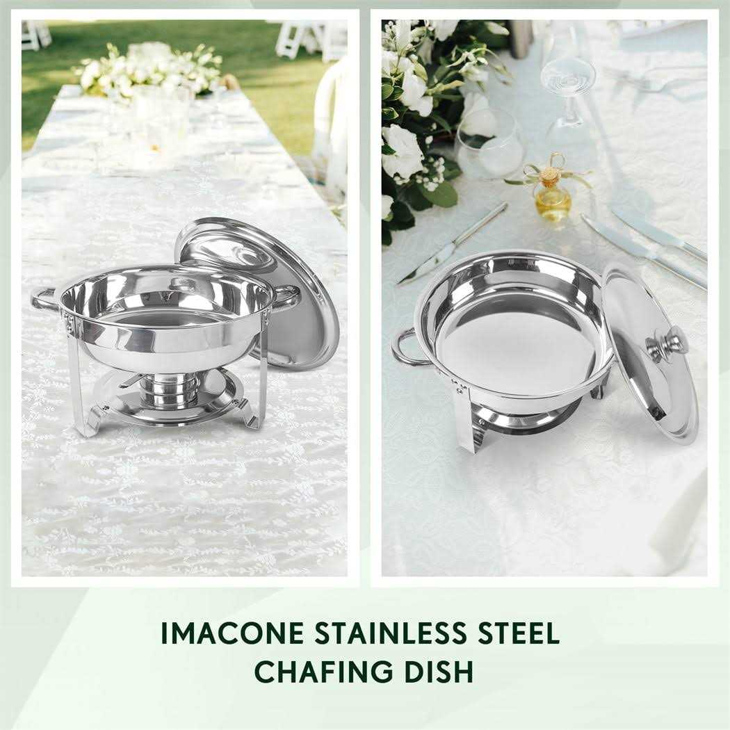 Imacone Chafing Dish Buffet Set 5Qt Stainless Steel Round Catering Warmer Set