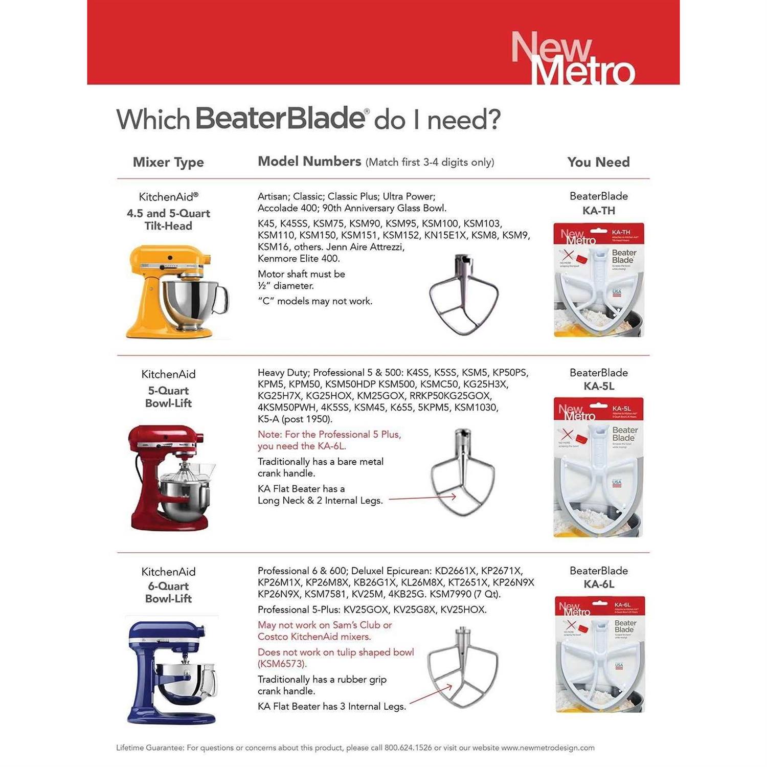 Beaterblade for 6-Quart KitchenAid Bowl-Lift Mixers
