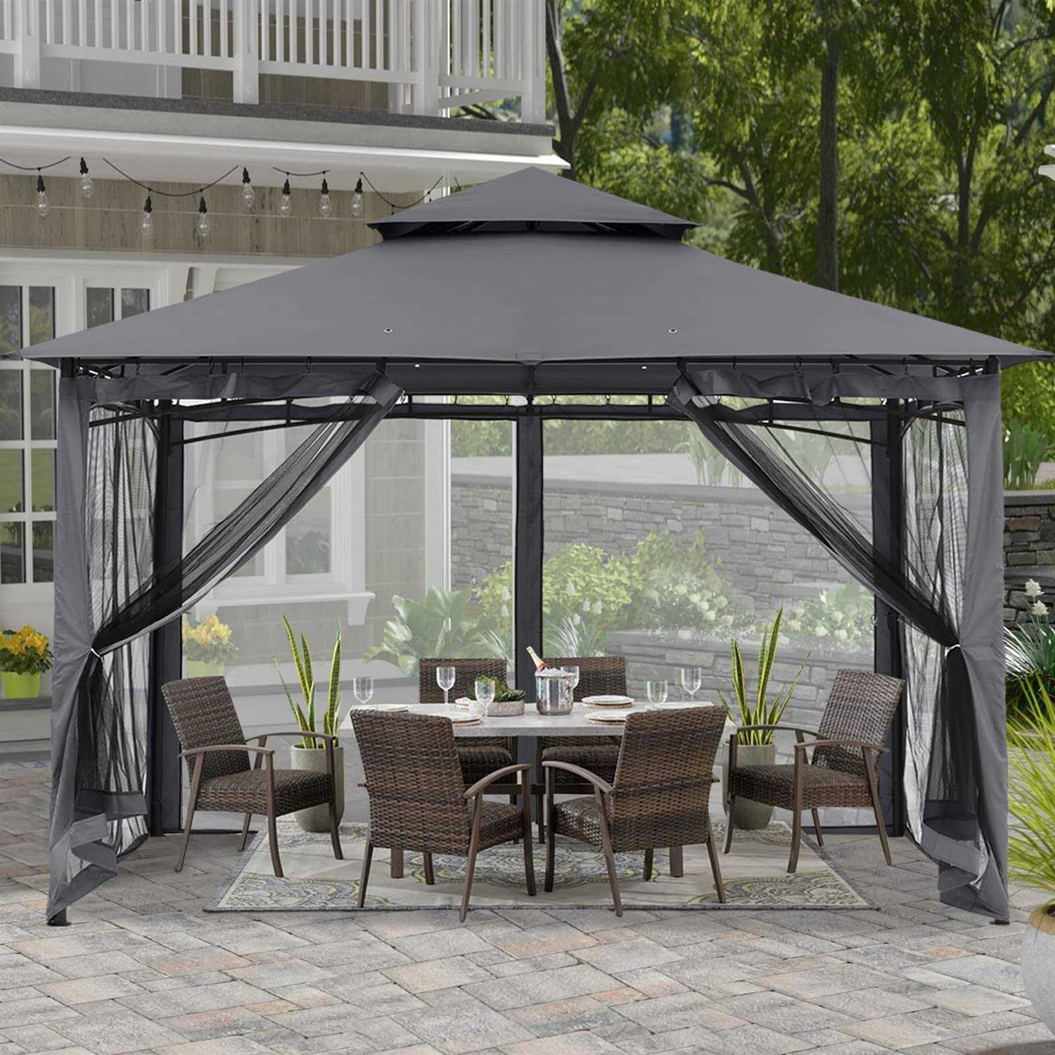 Sturdy Patio Gazebo 10 Ft x with Mosquito Netting by ABCCANOPY