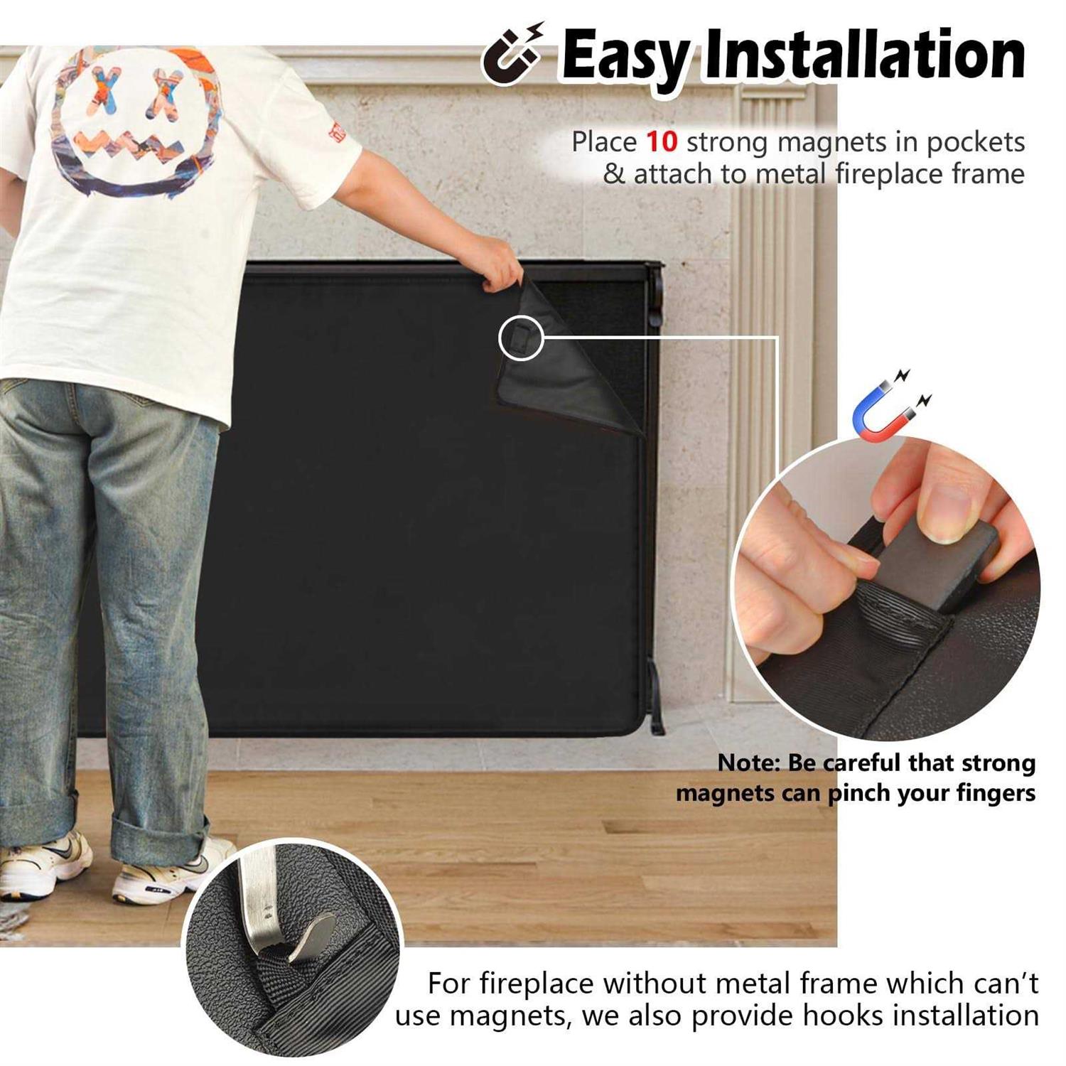 Magnetic Fireplace Cover for Inside Fireplace Stops Heat Loss Fireplace Blanket Draft Stopper for Winter & Summer