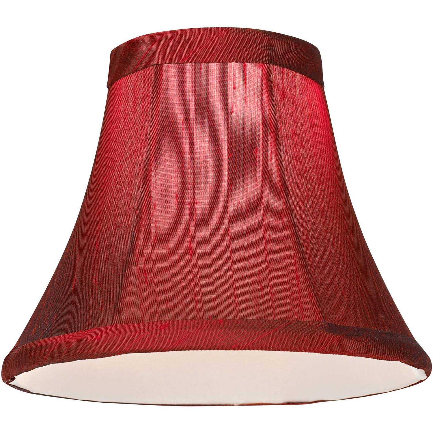 Springcrest Set Bell Lamp Shades Deep Red Faux Silk Small 3 Top x 6 Bottom x 5 High Candelabra Clip-On Fitting