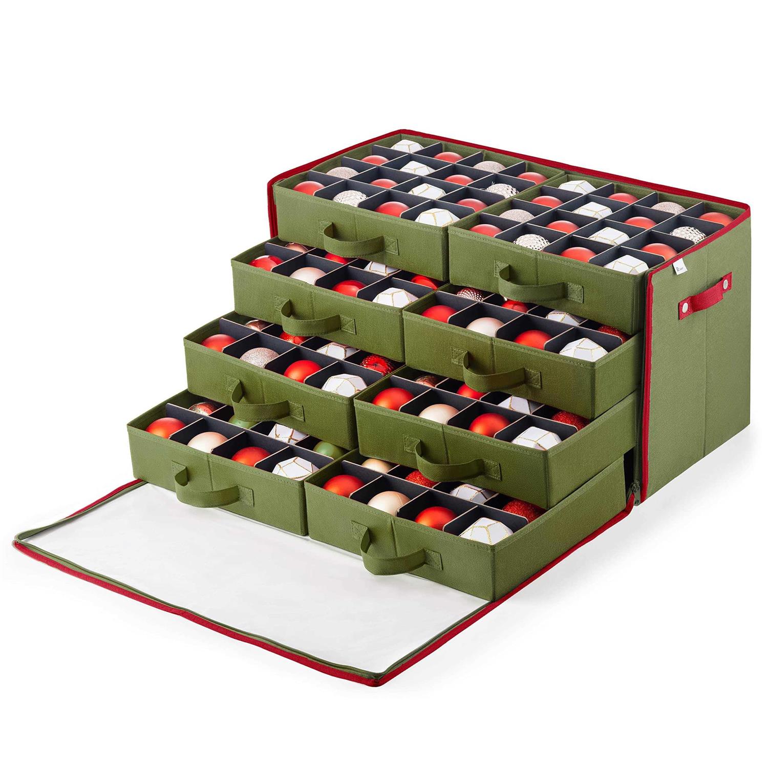 ZOBER Christmas Ornament Storage Box Drawer Style Trays Stores 64 Ornaments