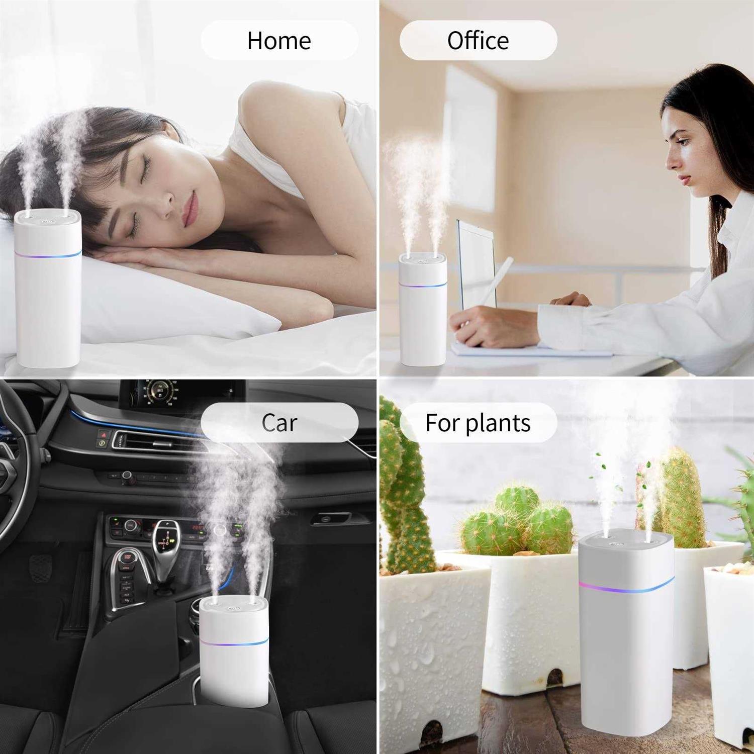 Small Humidifier Double Spray Humidifiers for Bedroom 600ml Mini Humidifier for Plant
