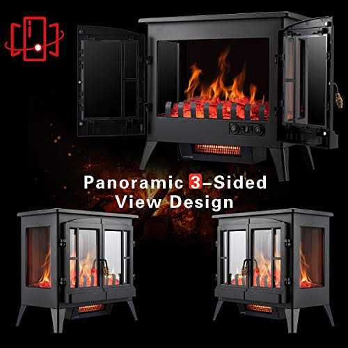 Xbeauty Electric Fireplace Stove Freestanding Fireplace Heater with Realistic Flame