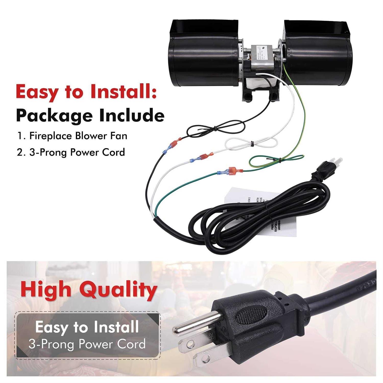 GFK160 GFK-160A Fireplace Blower Fan Kit for Heat N Glo 6000CLX 6000 DVTFL SL-550TR, Quadrafire 7100, Hearth and Home DV3732 DV3732-B