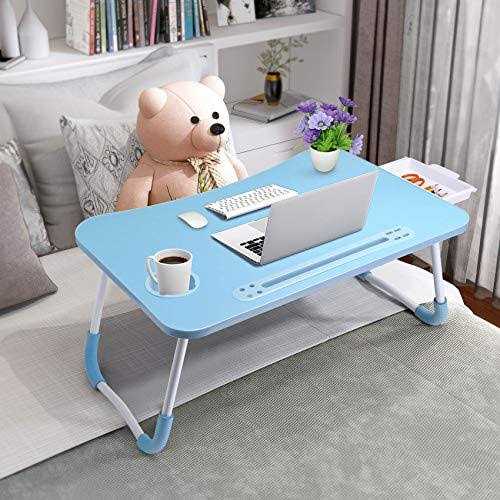 Slendor Laptop Desk Laptop Bed Stand Foldable Laptop Table Folding Breakfast Tray Portable Lap Standing Desk Reading and Writing Holder with Drawer