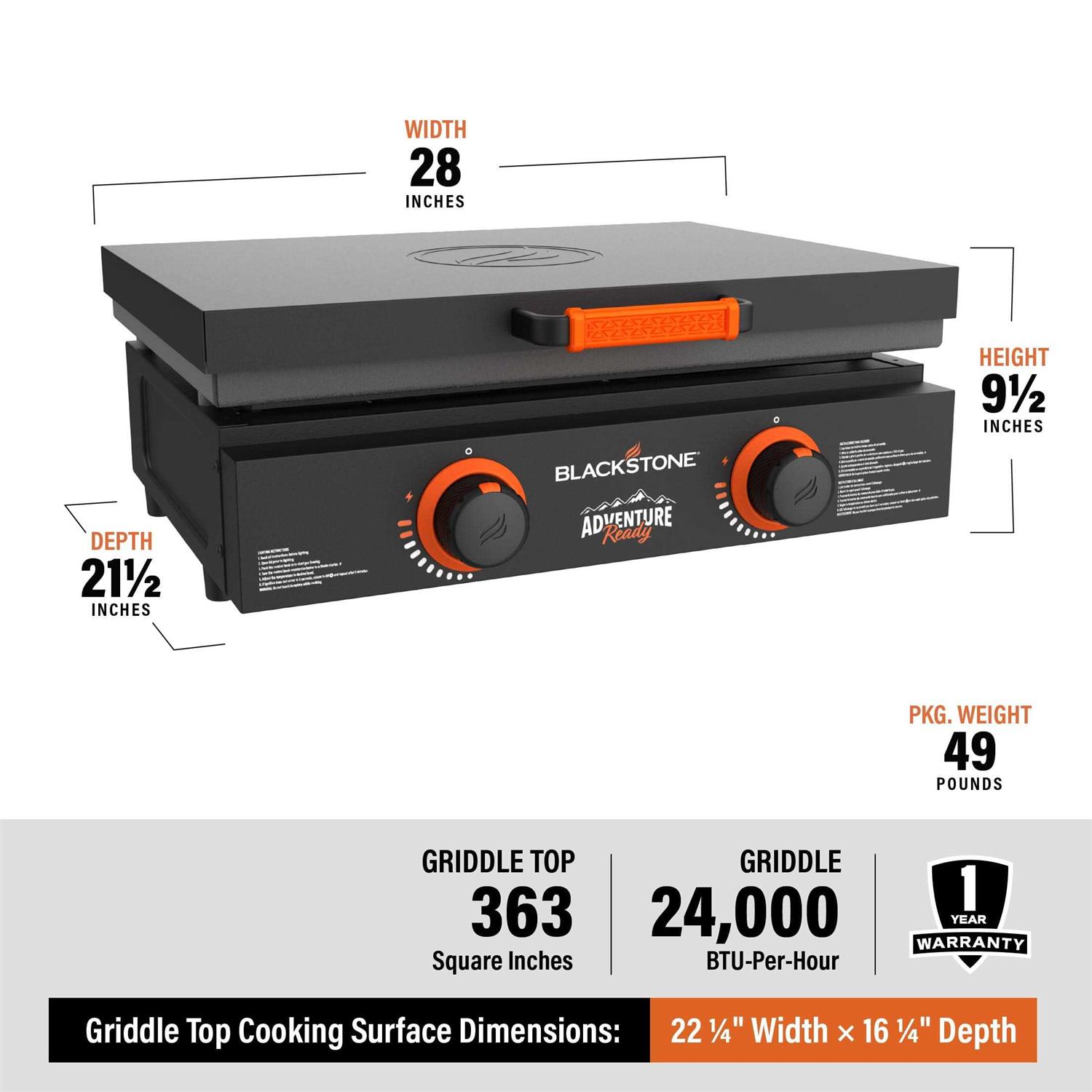 Blackstone Adventure Ready 22 Propane Griddle Gift Set in Smokey Mtn