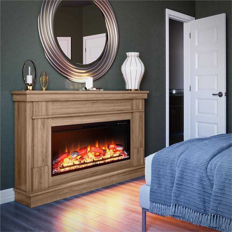 Ameriwood Home Elmcroft Wide Mantel with Linear Electric Fireplace