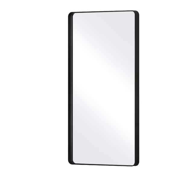 XRAMFY 71 in. H Rectangular Modern Black Aluminum Deep Framed Full Length Mirror Mirror