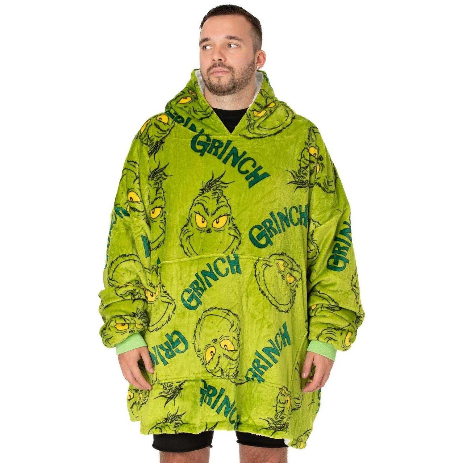 The Grinch Unisex Adult Oversized Hoodie Blanket Green
