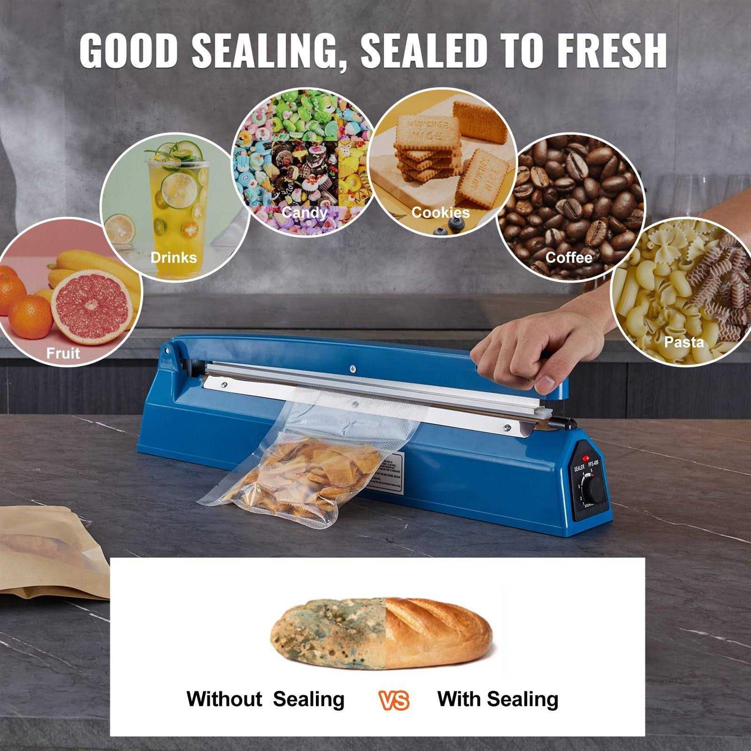 VEVOR Impulse Sealer 16 inch Manual Heat Seal Machine with Adjustable Heating Mode
