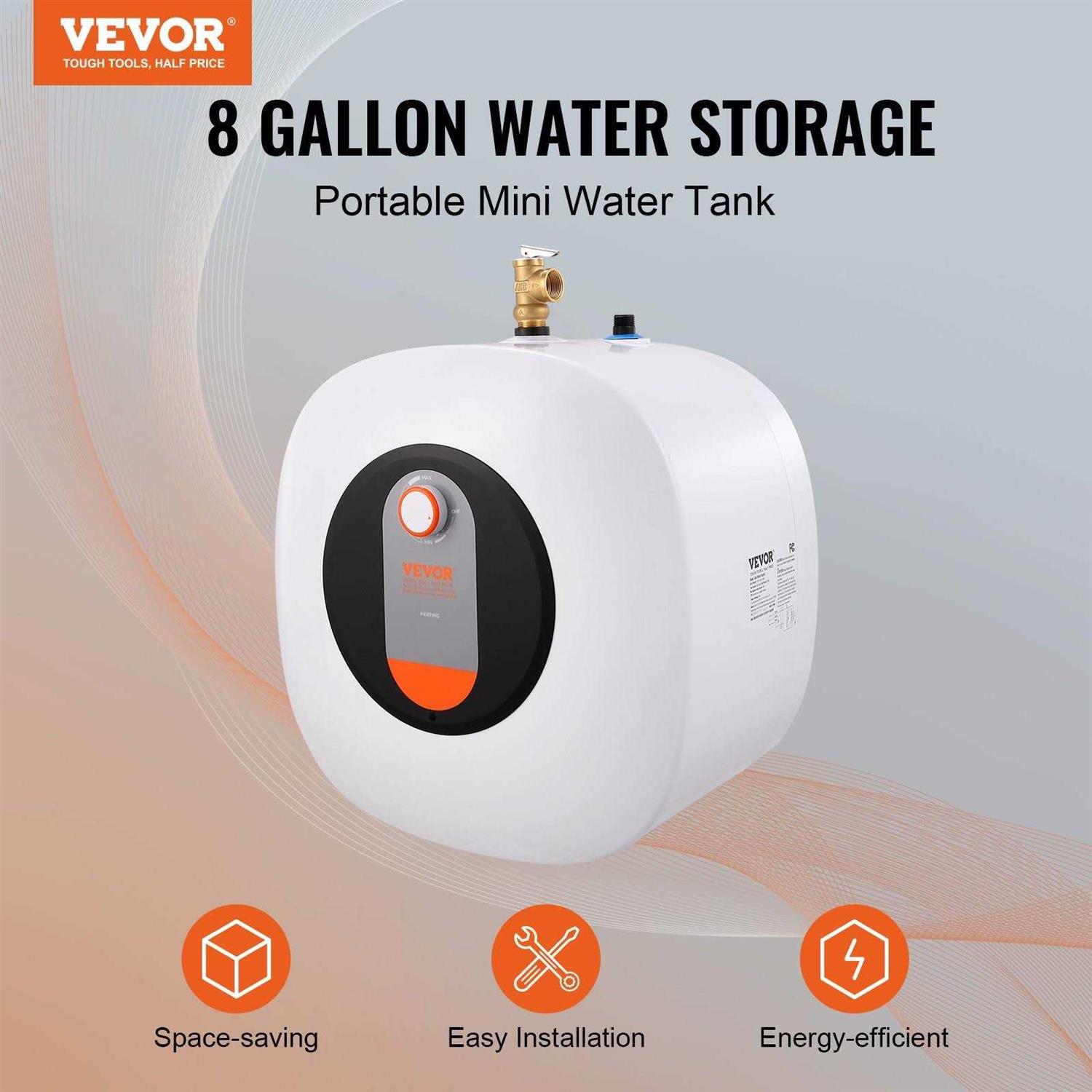 VEVOR Electric Mini-Tank Water Heater 8-Gallon Tank Hot Water Boiler Storage