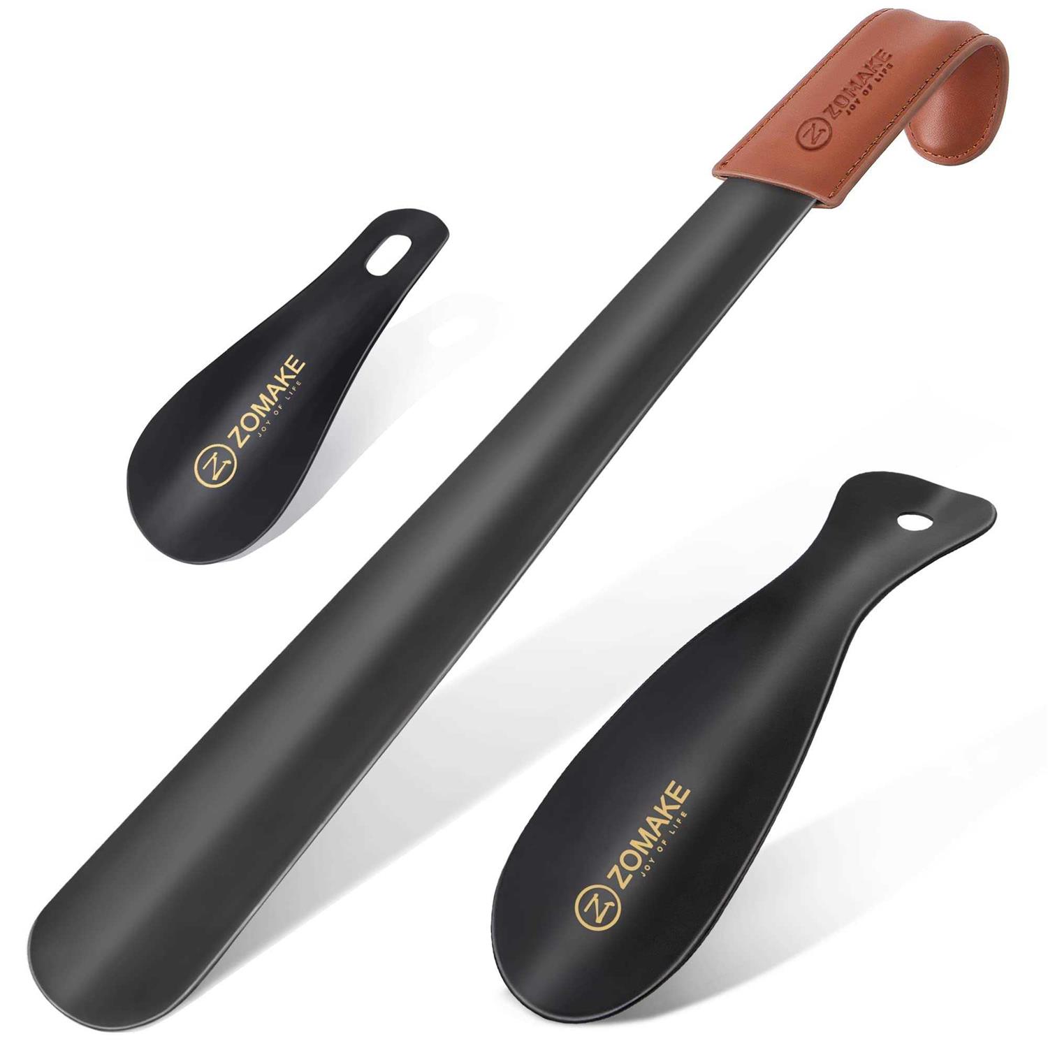 ZOMAKE Metal Shoe Horn,Long Handle Shoe Horn for Seniors Travel Shoe Horn