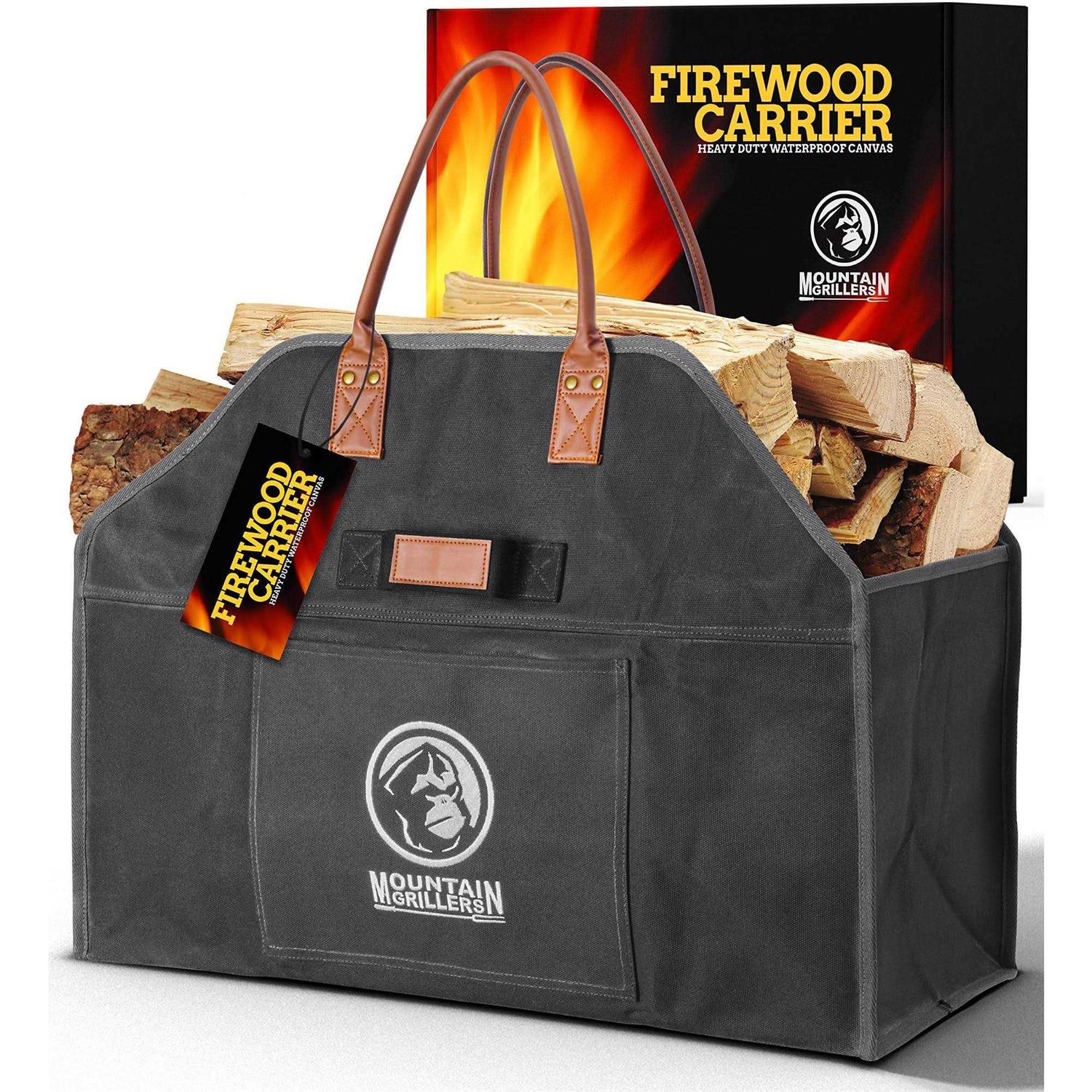 MOUNTAIN GRILLERS Heavy Duty Canvas Firewood Carrier