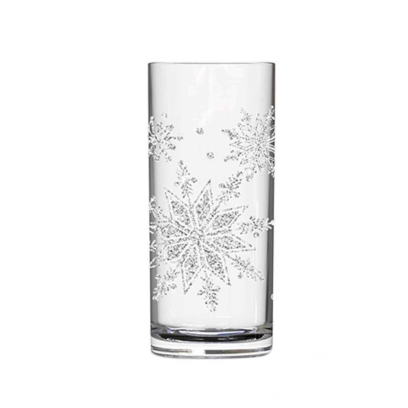 Glitter Snowflakes Printed Glass Coolers