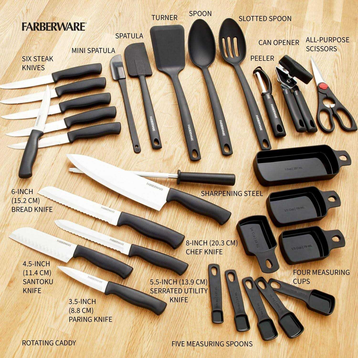 Farberware Cutlery Set, Spin and Store