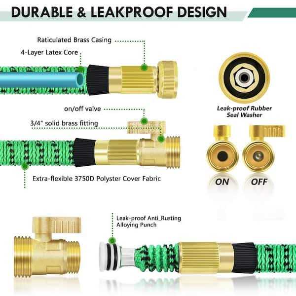 WeGuard 3/4 in. 100 ft. Expandable Garden Hose Flexible Water Hose with 10 Function Nozzle Durable 3750d Water Hose