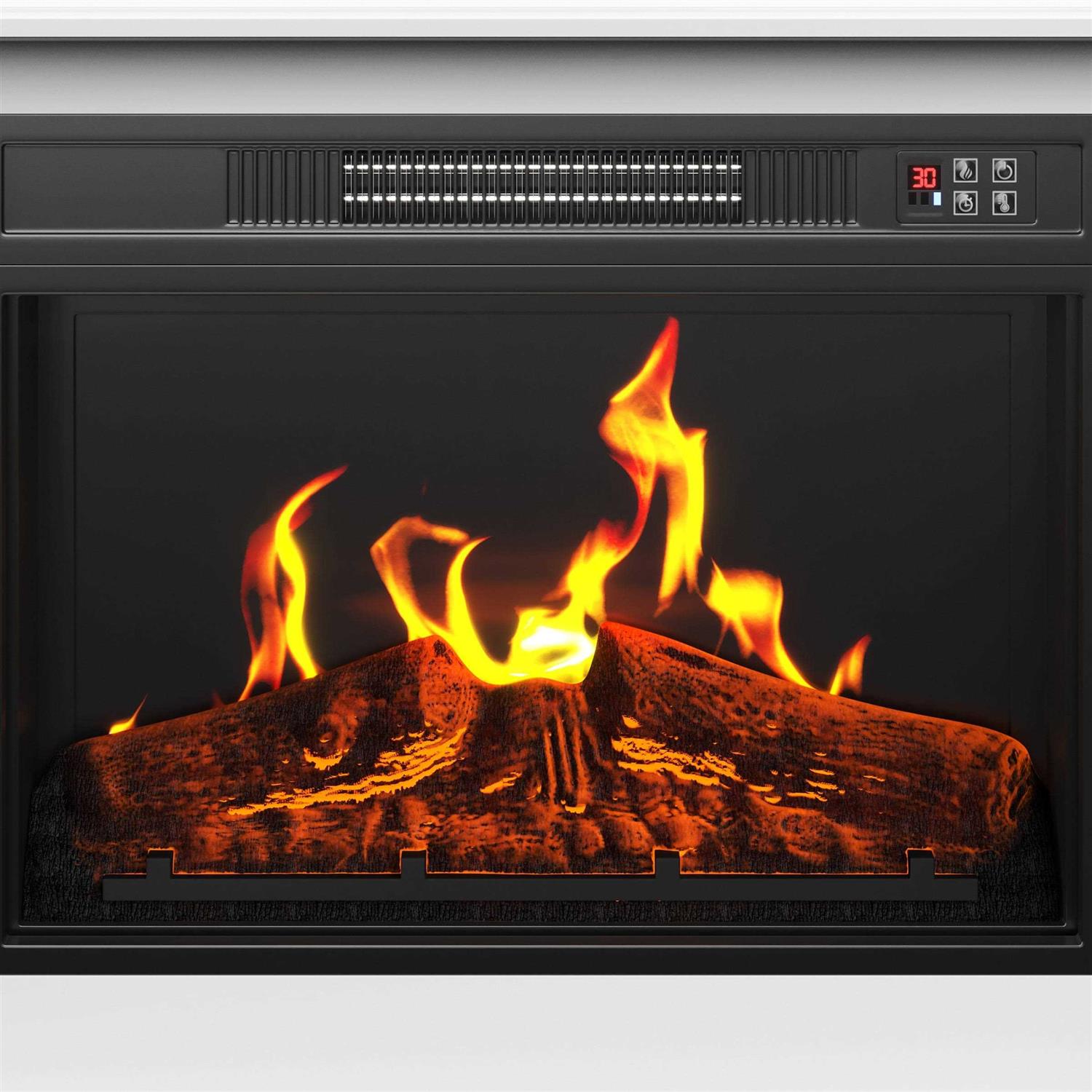 Northwest Electric Fireplace with Mantel Freestanding Heater with Remote Control, Adjustable LED Flames and Faux Logs