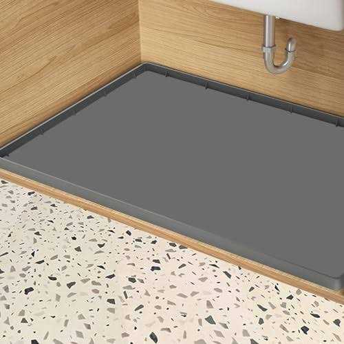 Under Sink Mat Kitchen Cabinet Tray Flexible Waterproof Silicone Made