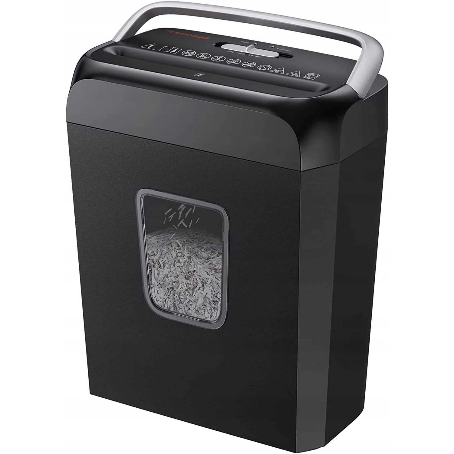 Bonsaii Paper Shredder for Home Use,6-Sheet Crosscut Paper and Credit Card Shredder for Home Office with Handle for Document,Mail,Staple