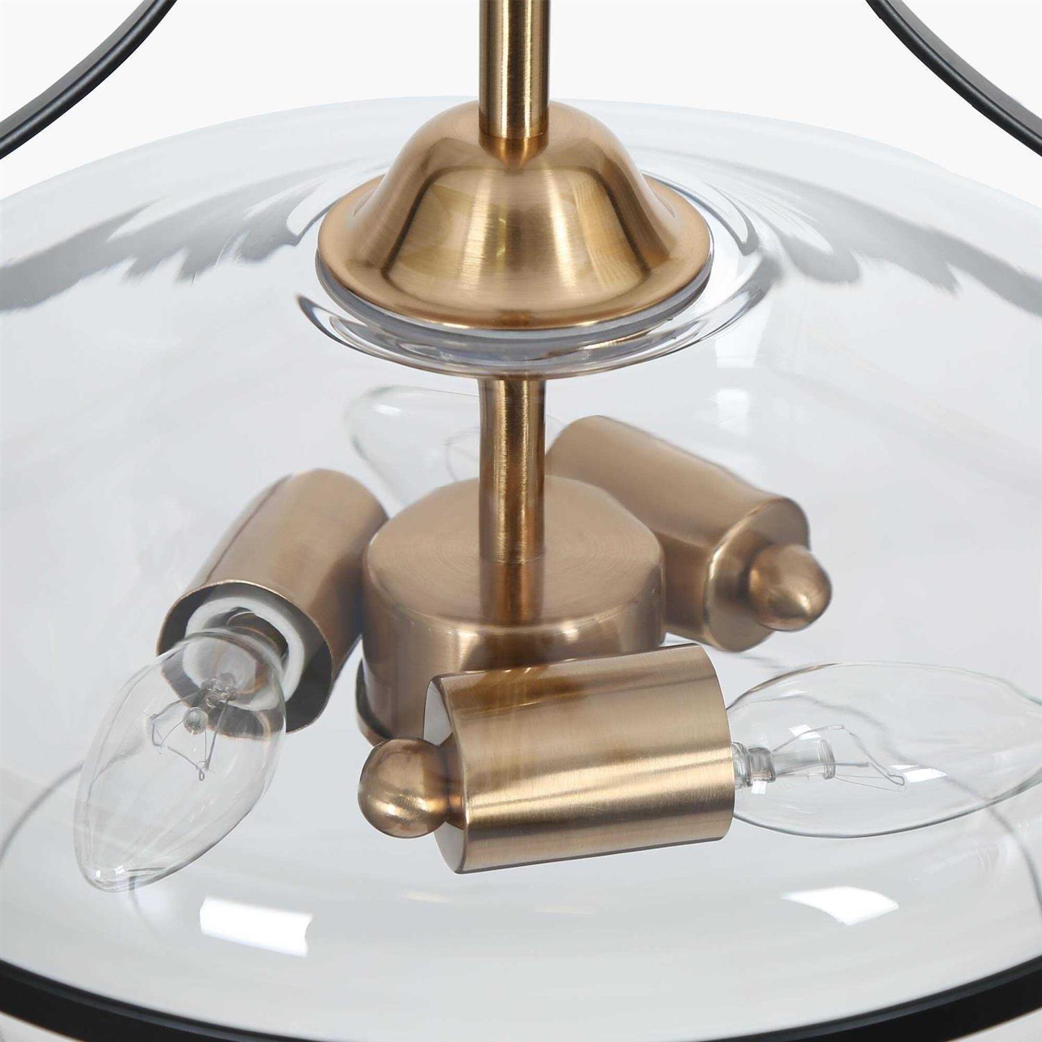 Zelena Modern Farmhouse 3-Light Black Chandelier Glass Pendant Dining Room