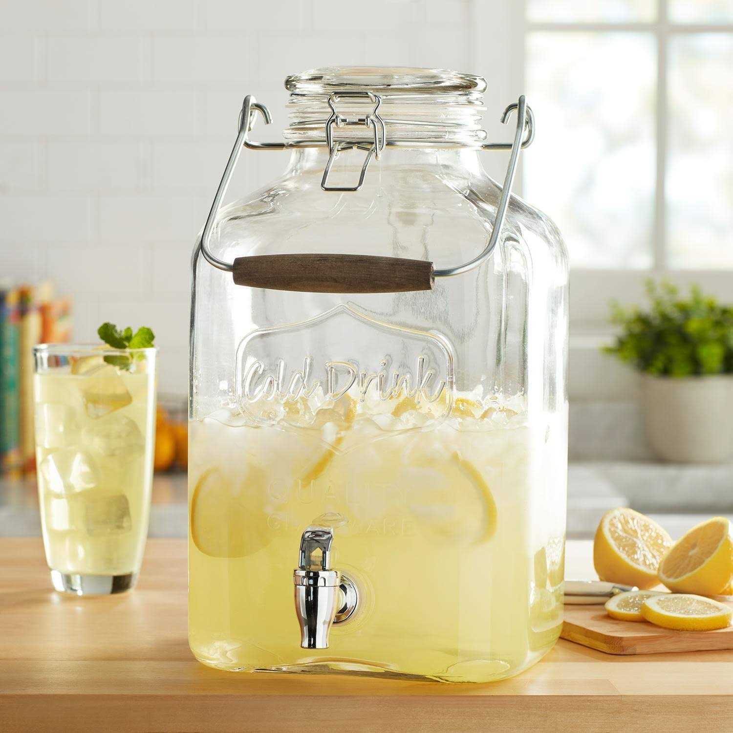 Better Homes & Gardens Glass Beverage Dispenser with Glass Clamp Lid