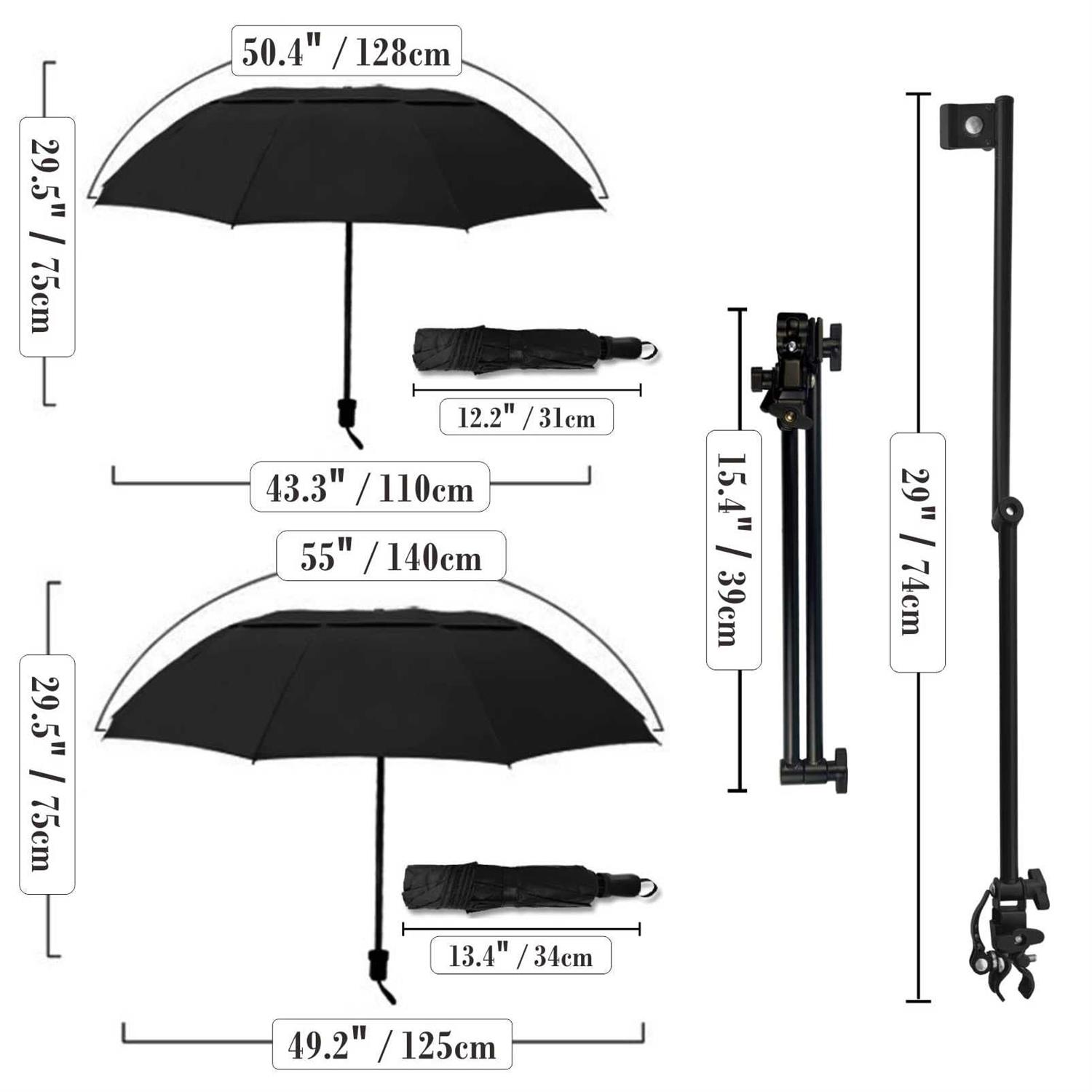 HOBVO UPF 50+ Golf Umbrella with Adjustable Universal Clamp Portable Umbrellas for Rain