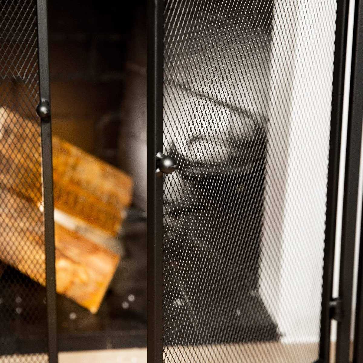 Barton 3-Panel Fireplace Screen Doors 4-Pieces Fireplace