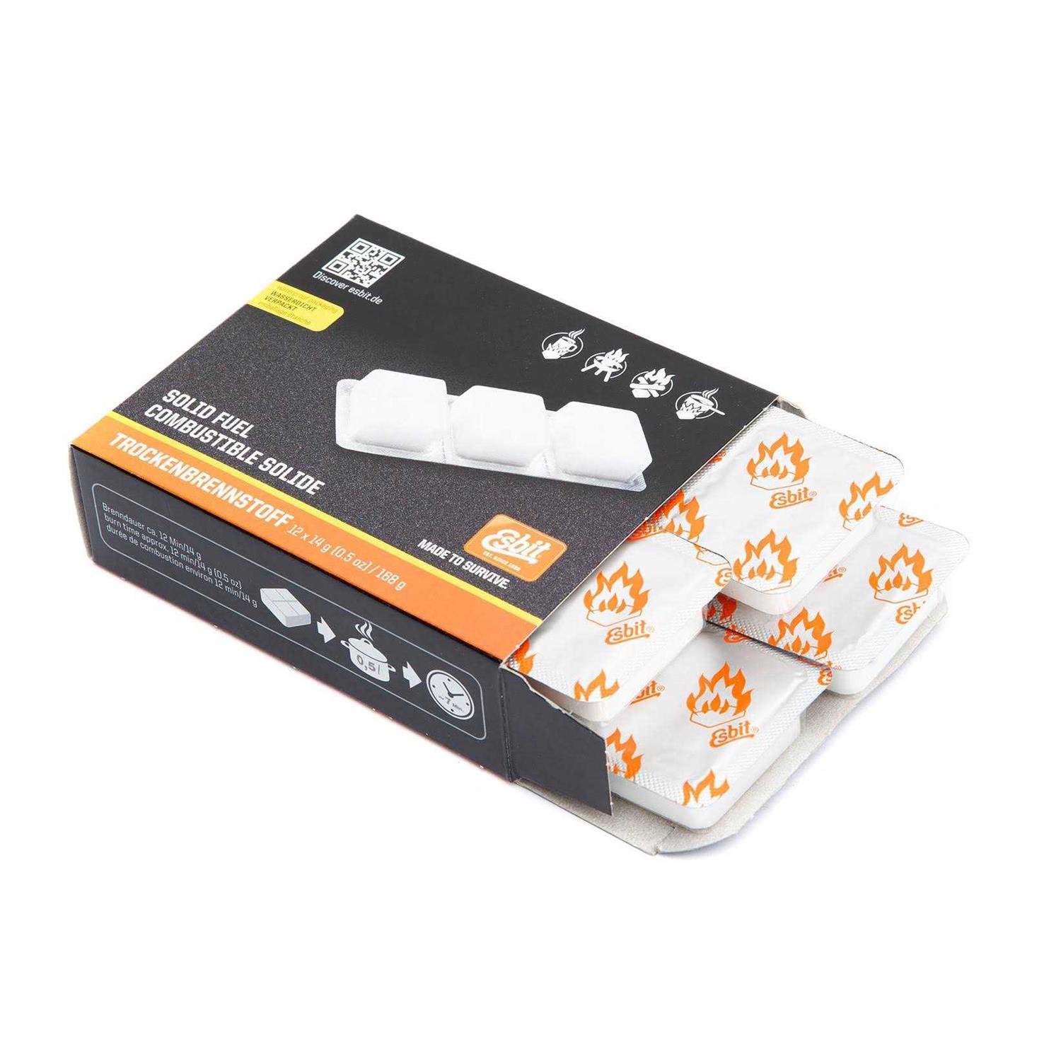 Esbit 1300-Degree Smokeless Solid 14g Fuel Tablets for Backpacking, Camping, and Emergency Prep