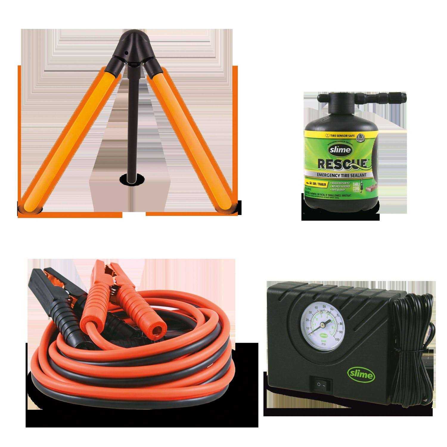 Slime Emergency Roadside Kit with Iator Jumper Cables & Tire Sealant