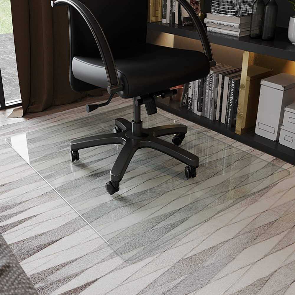 GLSLAND Office Chair Mat for Carpet 36 x 46 Tempered Glass Floor Mat