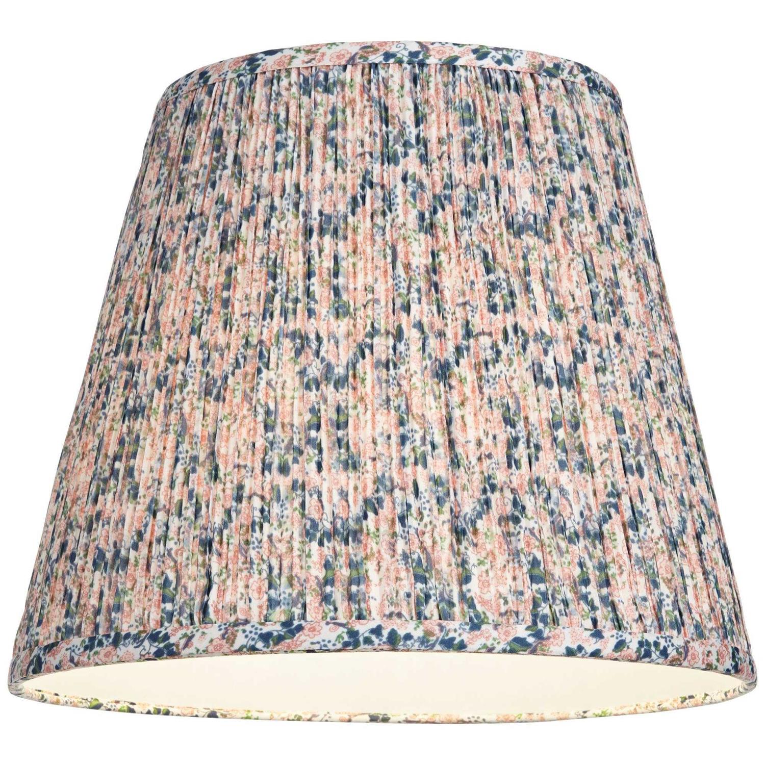 Springcrest Collection Hardback Shirred Empire Lamp Shade Pink Blue Floral Medium 8 Top x 13 Bottom x 11 Slant Spider with Harp and Finial Fitting