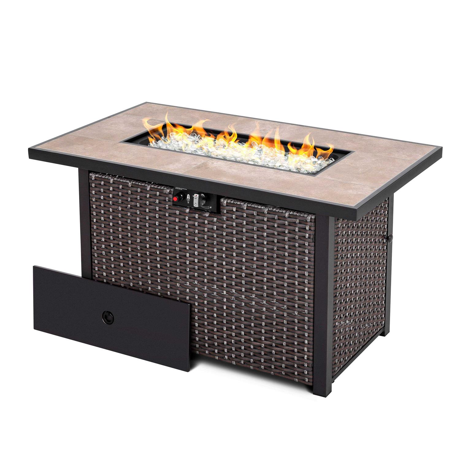 Nuu Garden Outdoor 43-Inch Propane Gas Fire Pit Table