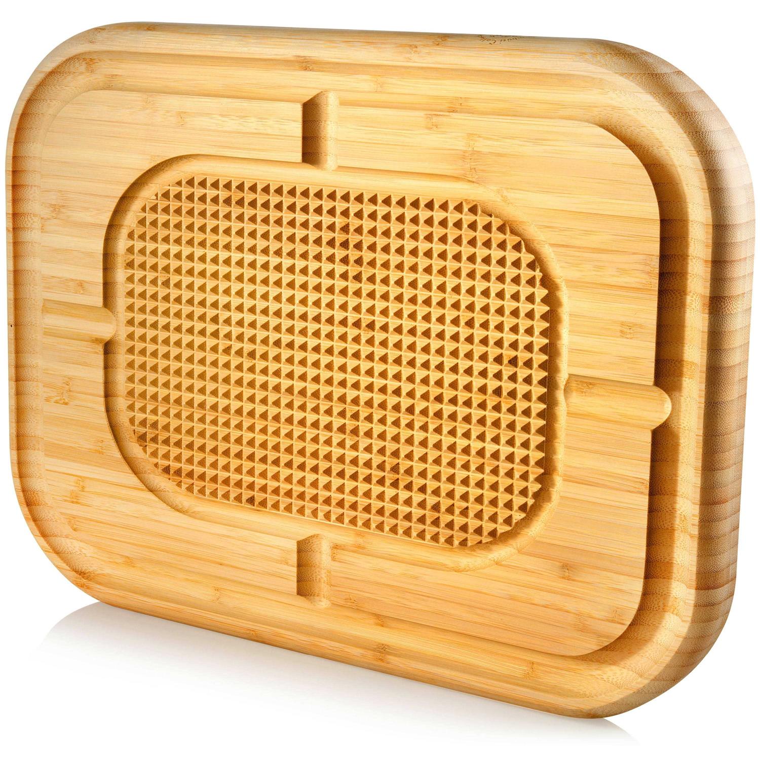 Bamboo Extra Large Cutting Board with Deep Juice Groove and Grips to Stabilizes While Carving