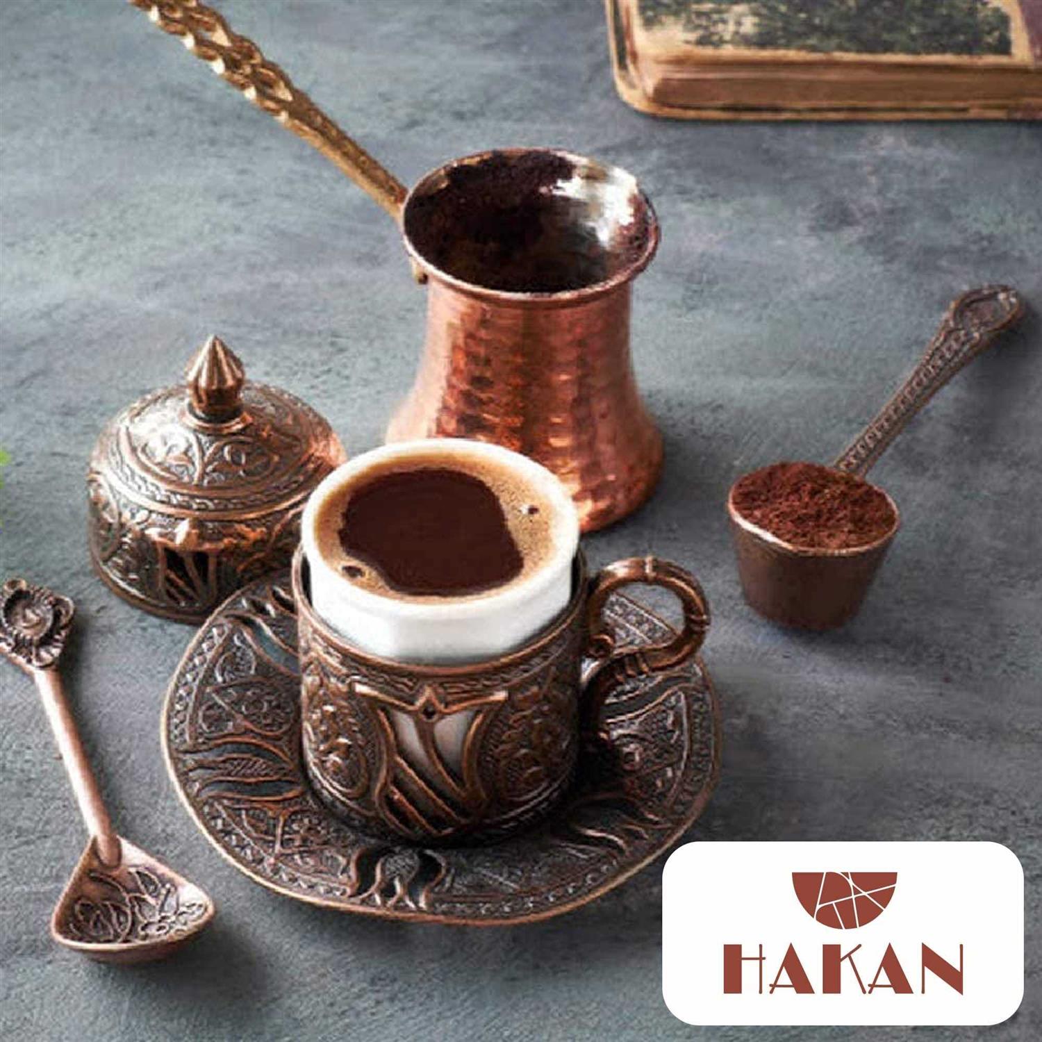 Hakan Turkish Coffee Pot Greek Arabic Coffee Maker Hammered Copper Cezve