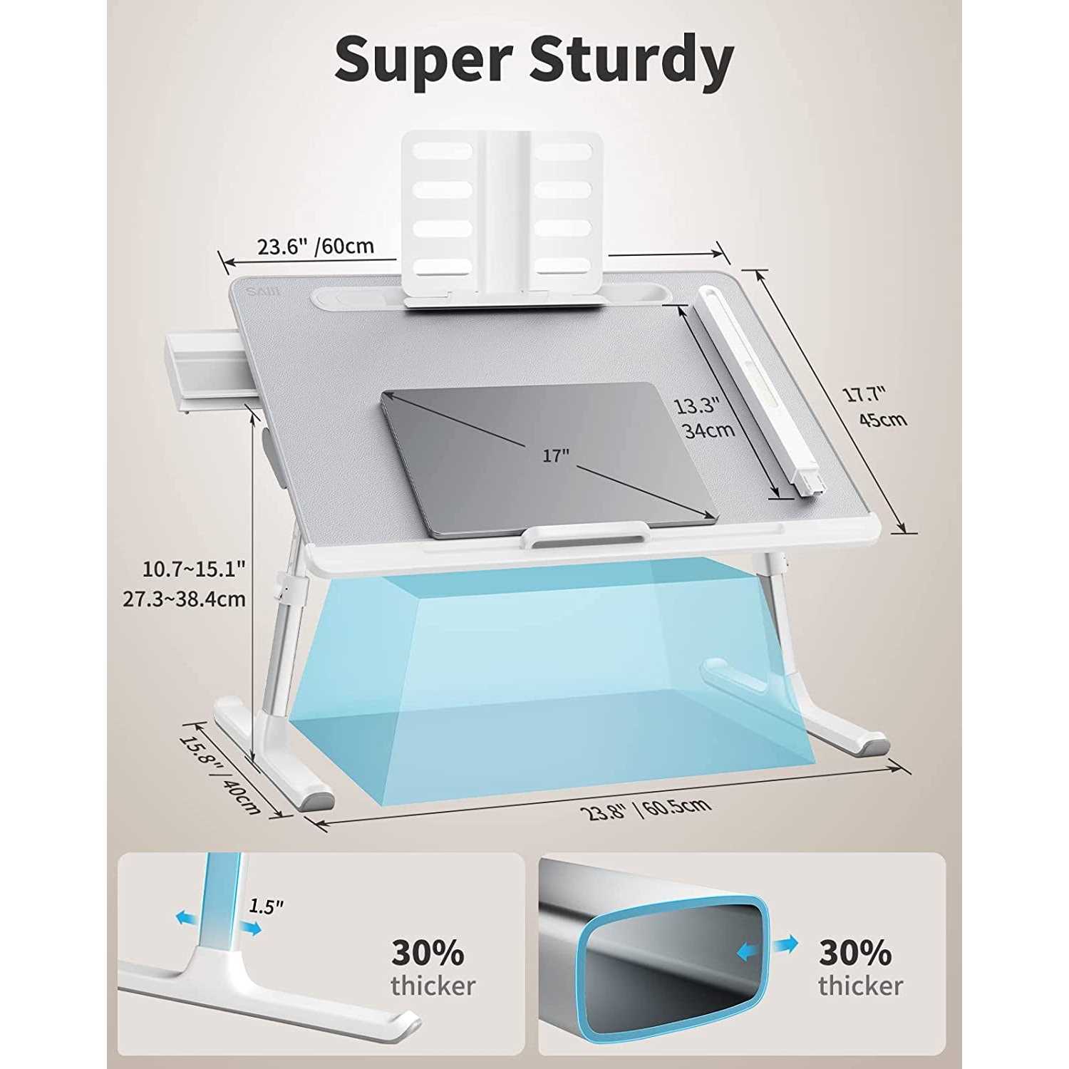 Laptop Bed Tray Desk with LED Desk Light SAIJI Adjustable Laptop Stand for Bed